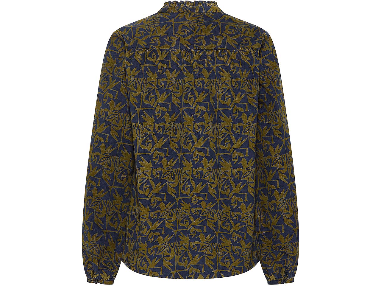 tranquillo Bio-Damen-Cord-Bluse mit Rüschen-Kragen, stencil, Gr. 38