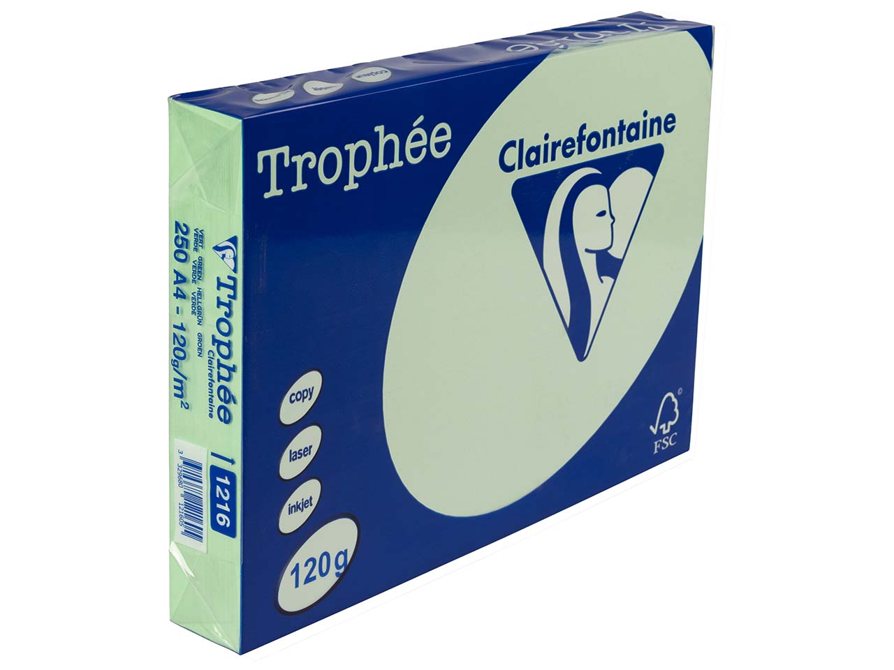 250 Blatt Clairfontaine Farbiges Kopierpapier 'Trophee' 120 g/m², DIN A4, hellgrün