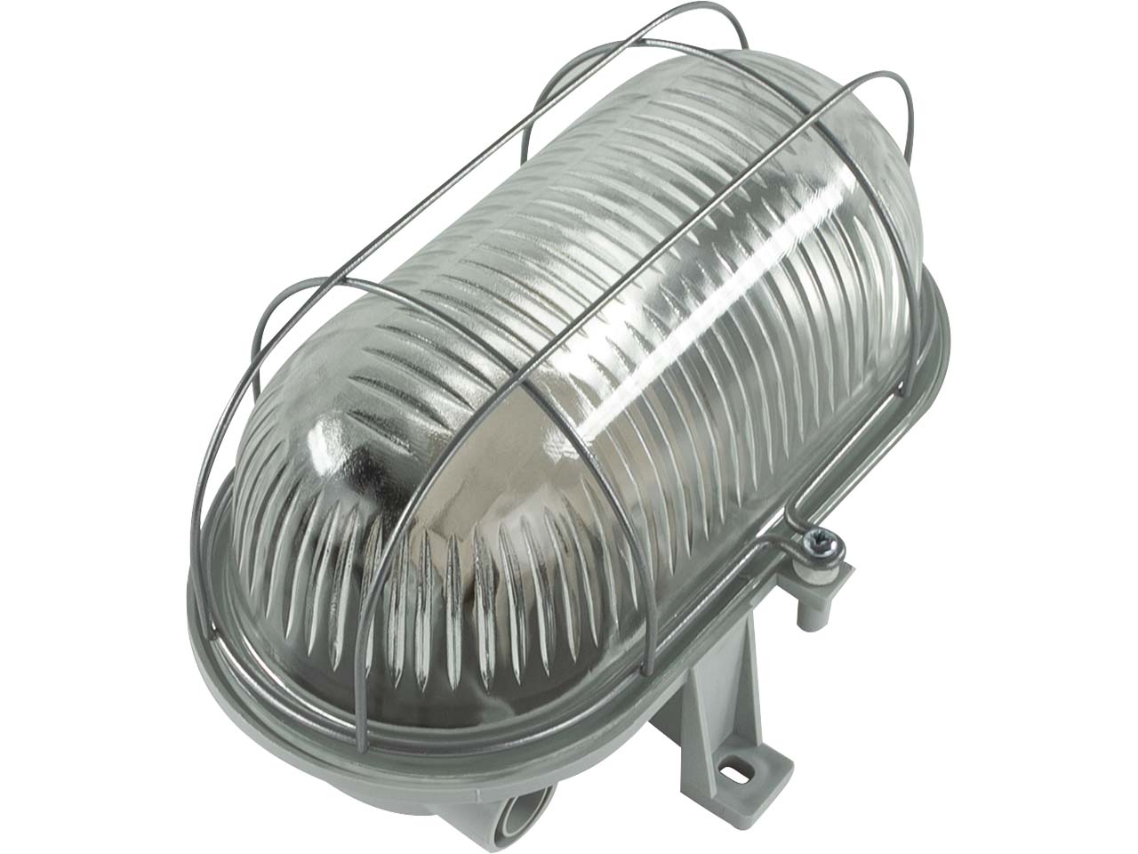 REV LED-Oval-Feuchtraumleuchte mit Metallschutzkorb, 7 W, grau