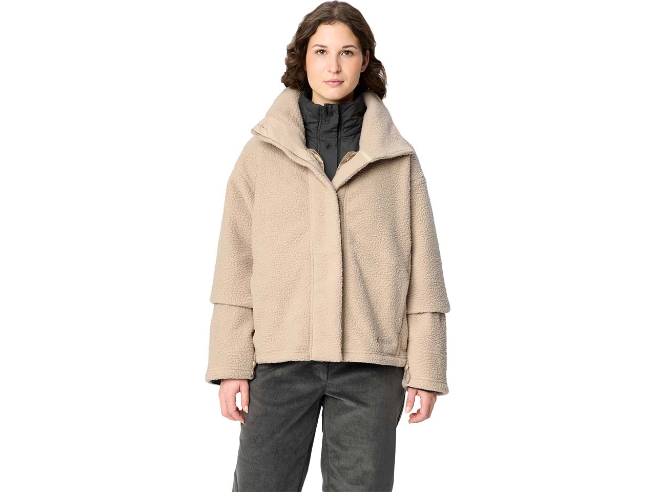 VAUDE Damen-Jacke "Najun 3in1" im Boxy-Fit-Style, herausnehmbare Innenjacke, linen, Gr. 38