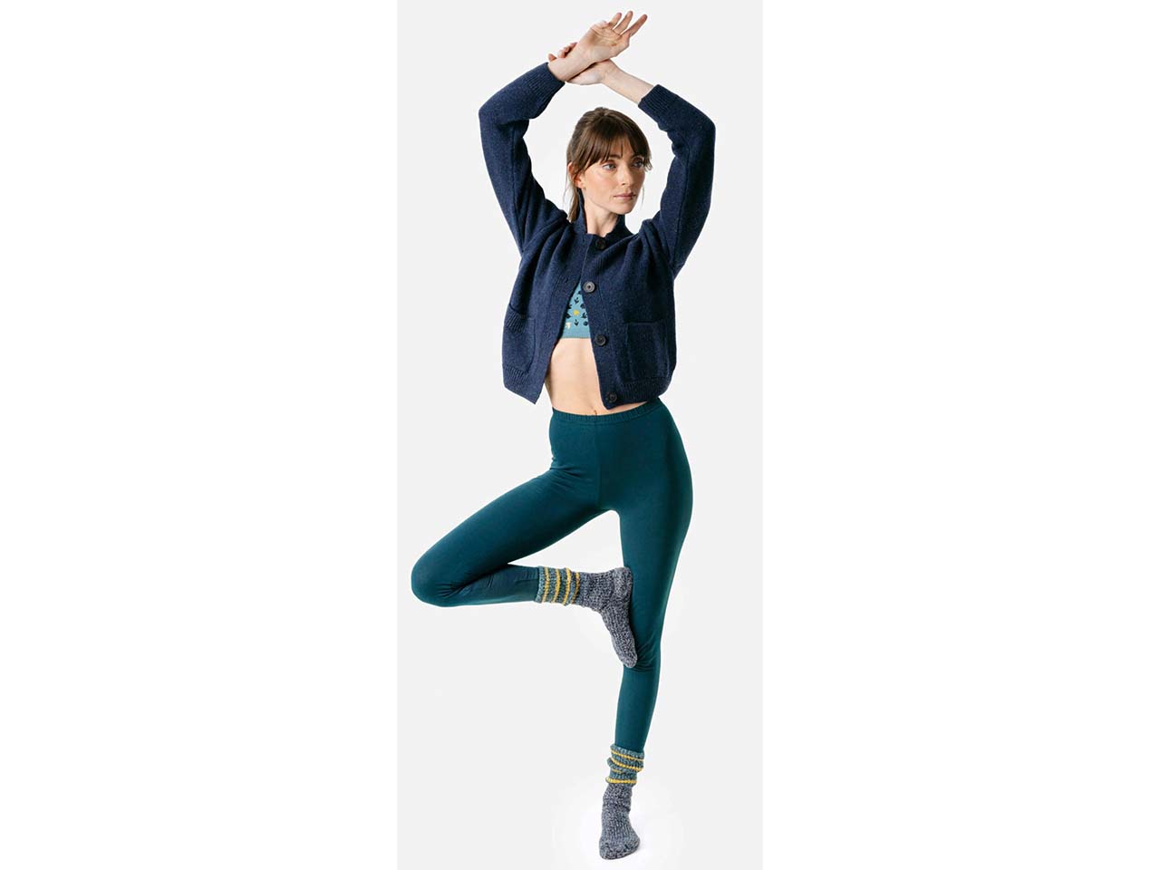 Living Crafts Bio-Damen-Leggings 'ANNEDORE' ohne Seitennähte, storm blue, Gr. S