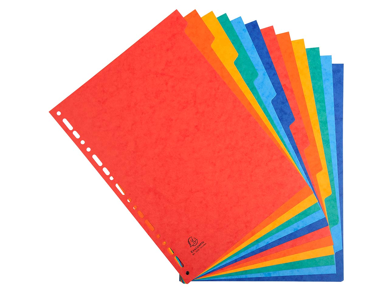 25 Exacompta Register, Colorspan-Karton, 12 Taben neutral, 225 g/m², DIN A4, sortiert