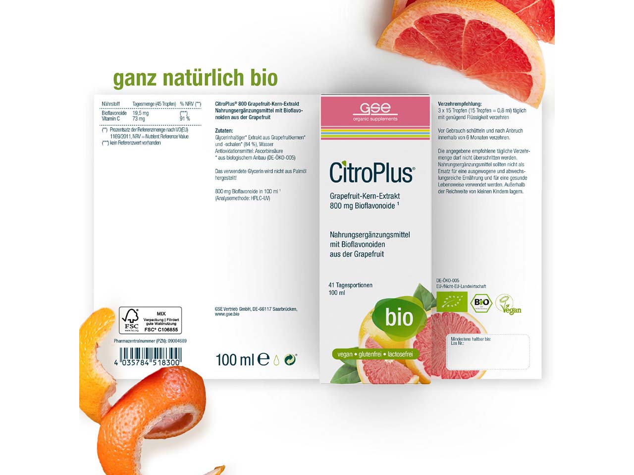 GSE Bio-Grapefruit-Kern-Extrakt "CitroPlus 800" Tropfen, 100 ml