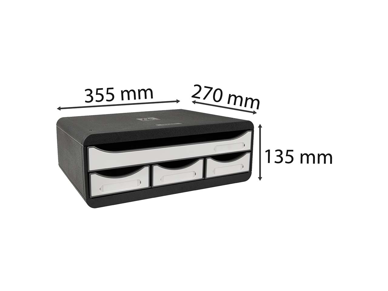 Exacompta Schubladenbox Toolbox "Black Office" DIN A4+, 4 Schubladen, weiß glänzend