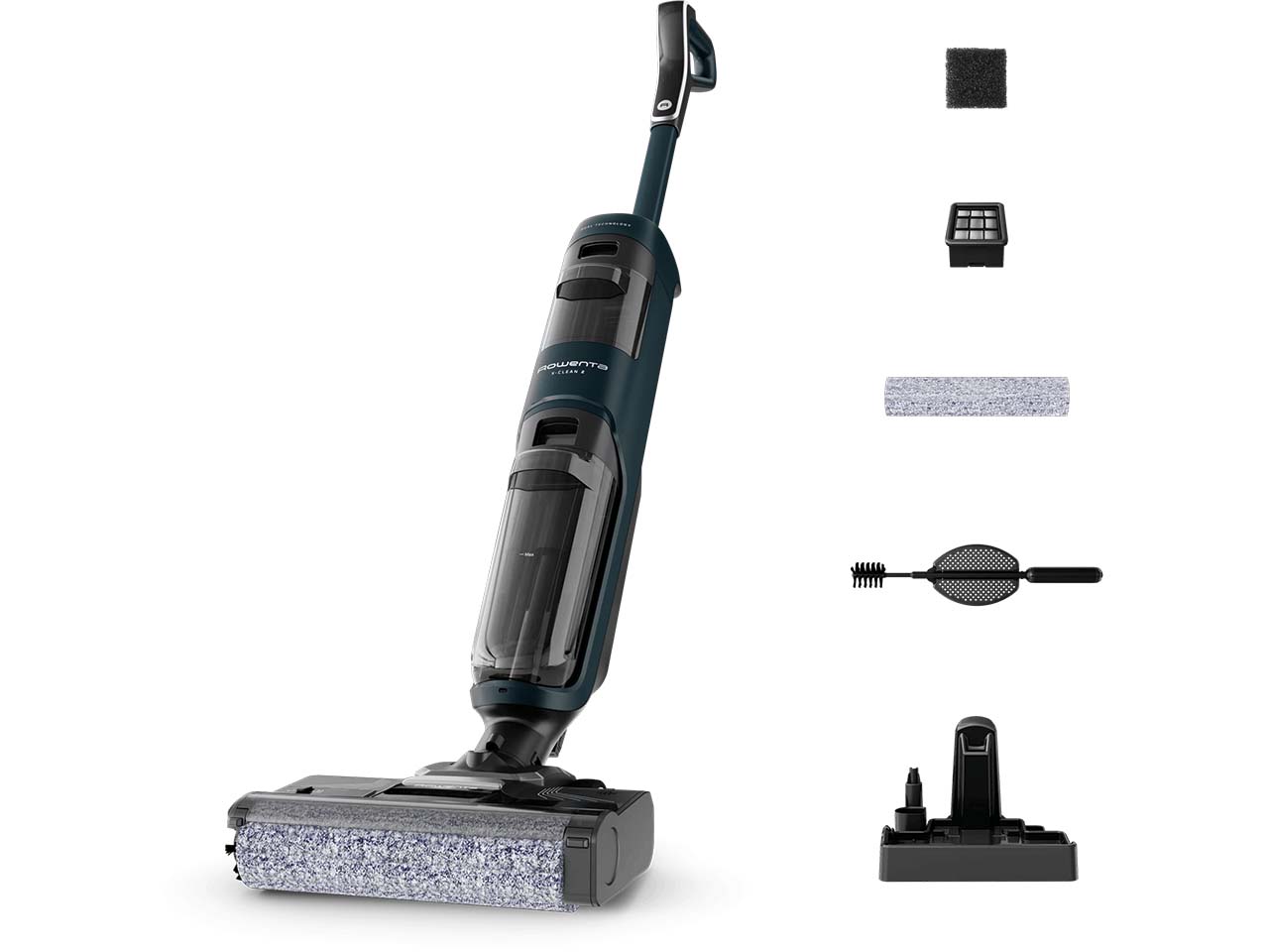 Rowenta 2in1 Akku-Bodenreiniger "X-Clean 2", Wischen & Saugen, schwarz/blau