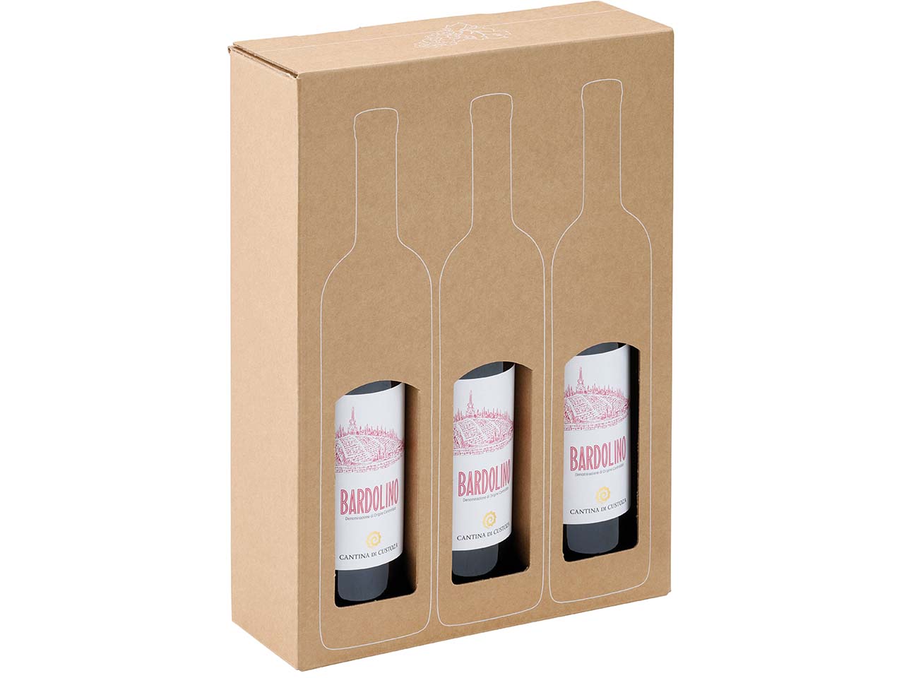 ColomPac Weinkarton mit Flexodruck für 3 Flaschen
