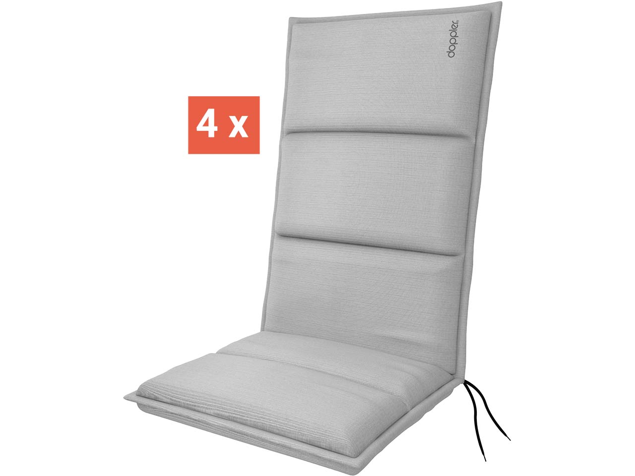 doppler Auflage "CITY" für Hochlehner, 4er-Pack, 119x48x6 cm, Polyester, hellgrau