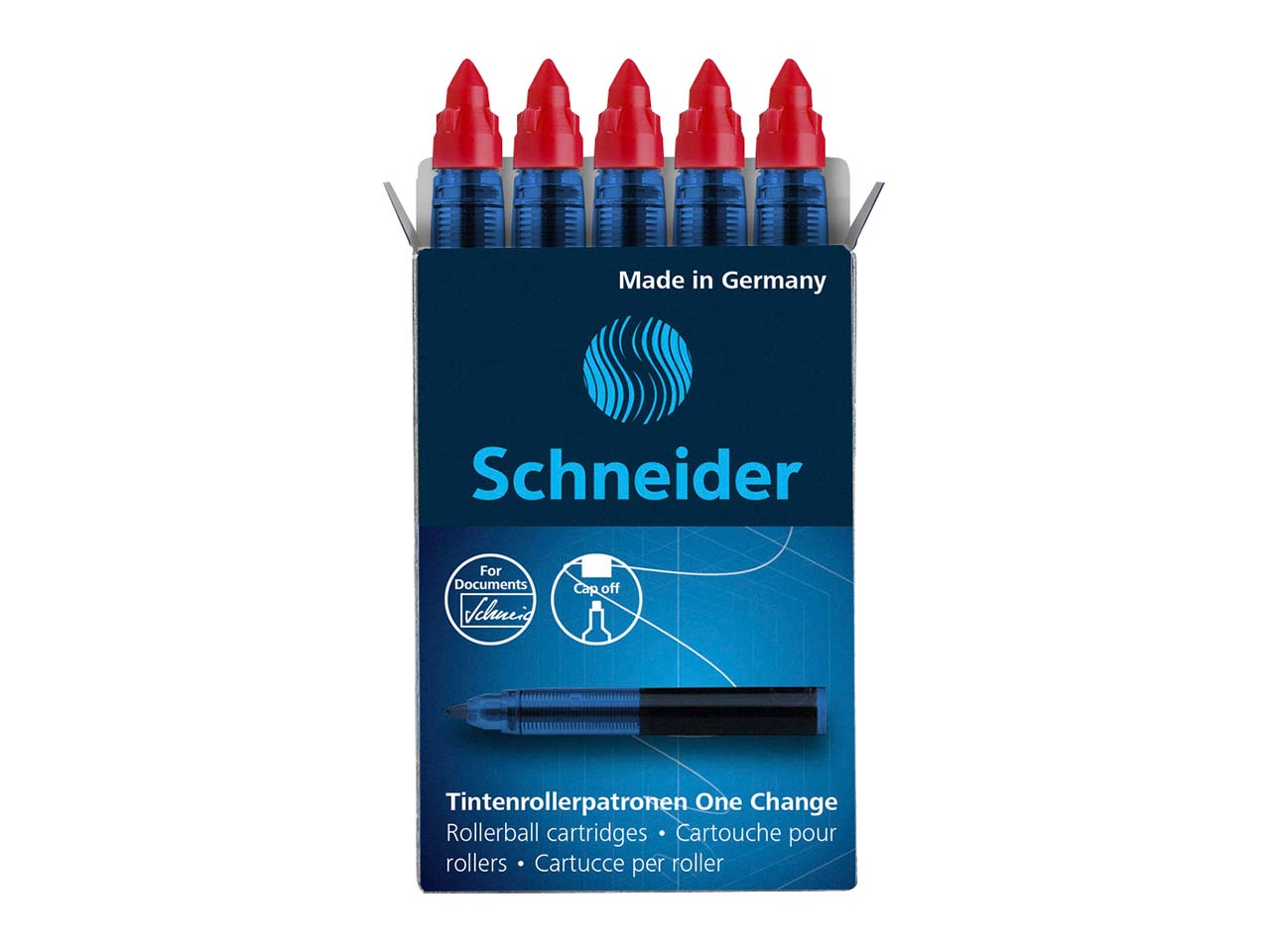 5 Schneider Ersatzpatronen für Tintenroller "One Change" rot