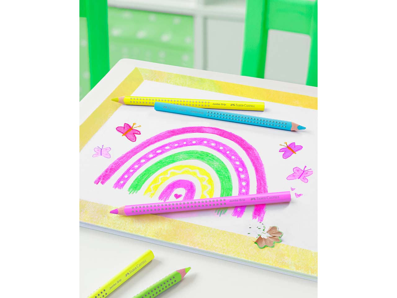 Faber-Castell Buntstifte "Jumbo Grip Neon" farbig sortiert, 5 Stk.