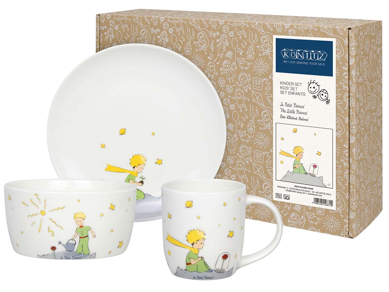 Könitz Kinder-Geschirr-Set 'Der Kleine Prinz', Teller, Schüssel, Tasse