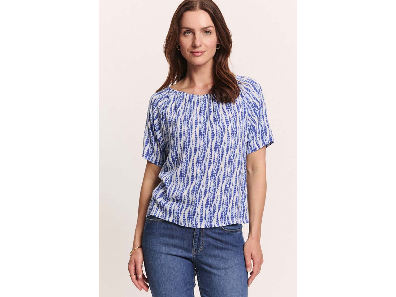 tranquillo Damen-Bluse "Ruuth" aus Crinkle-Viskose, blue batik, Gr. 38