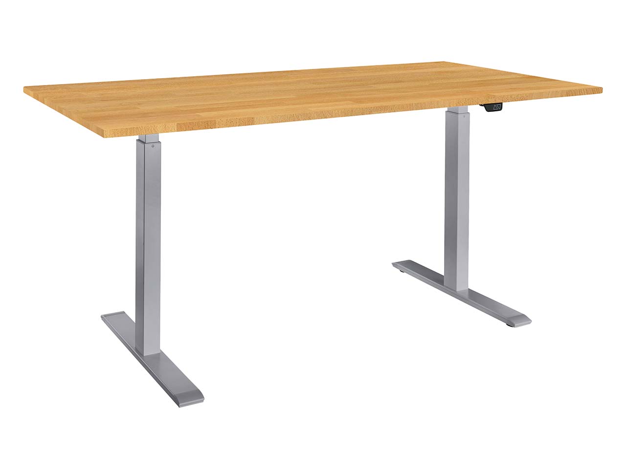 memo Höhenverstellbarer Schreibtisch "ON" grau, Buche massiv, B 180 x T 80 cm