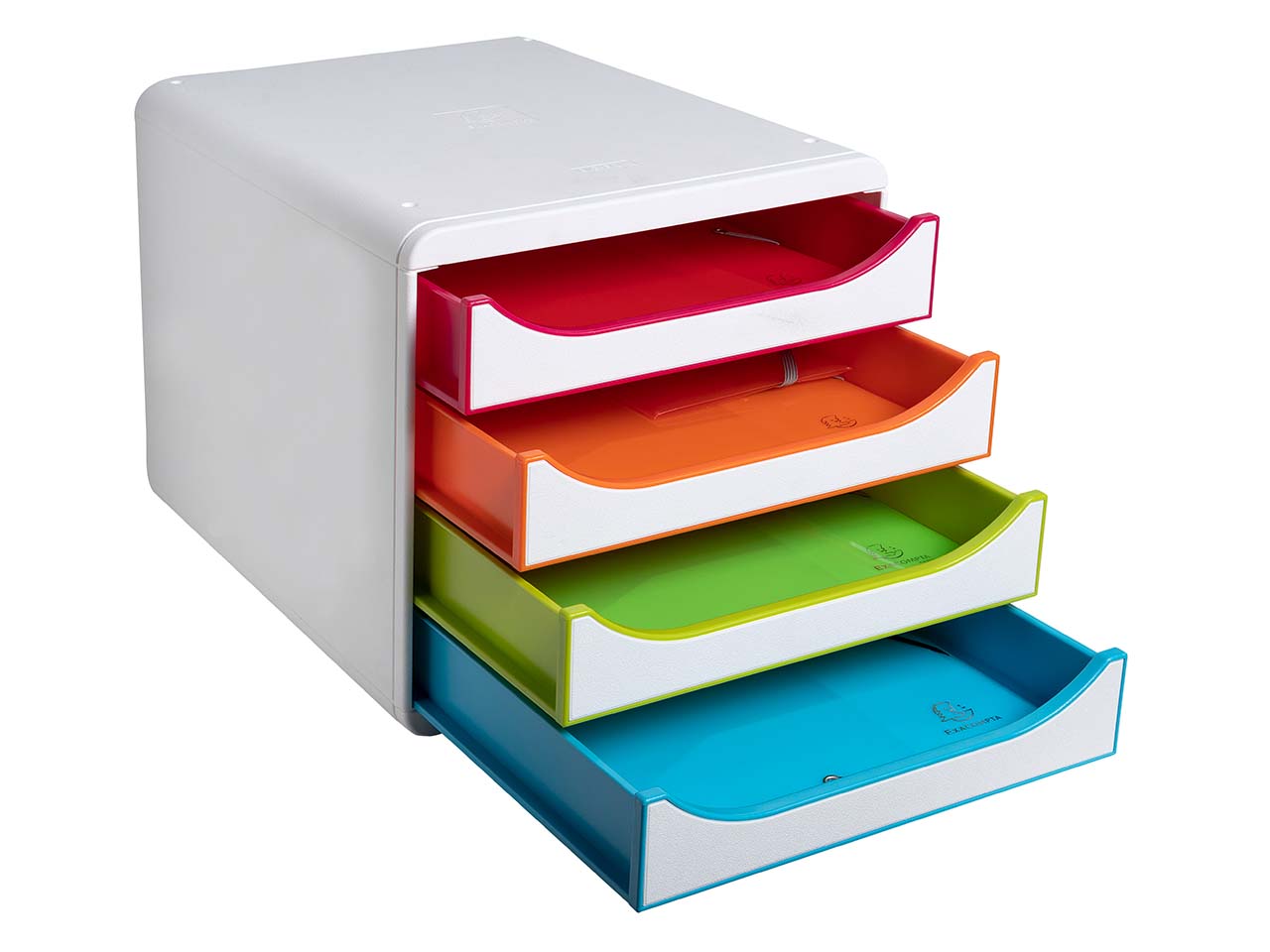 Exacompta Schubladenbox Big Box Plus "Black Office", DIN A4+, 4 Schub., weiß/harlekin