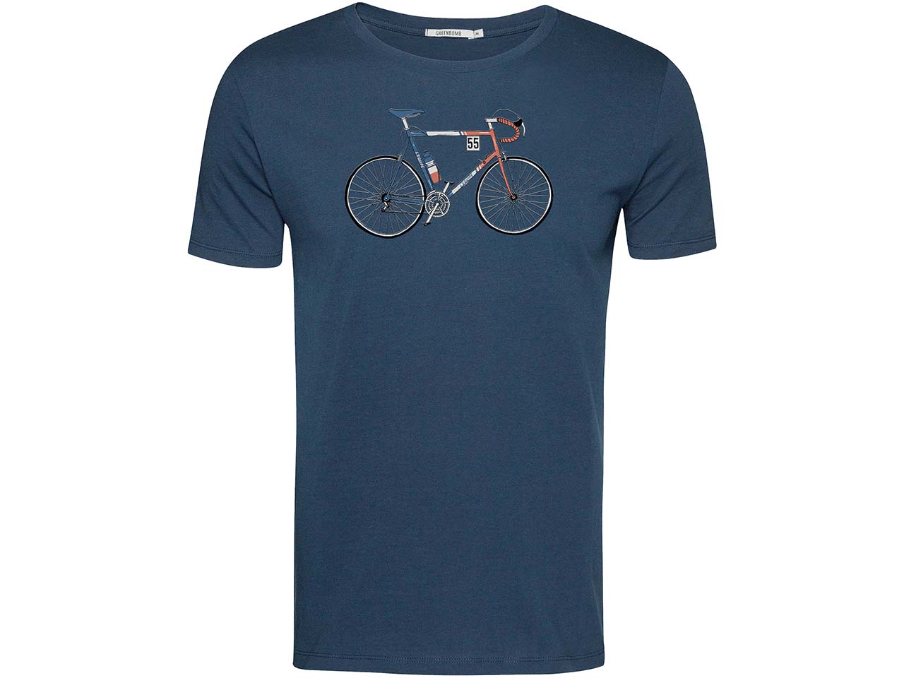 GREENBOMB Bio-Herren-T-Shirt "Bike Jacques" mit Rundhalsausschnitt, navy, Gr. L