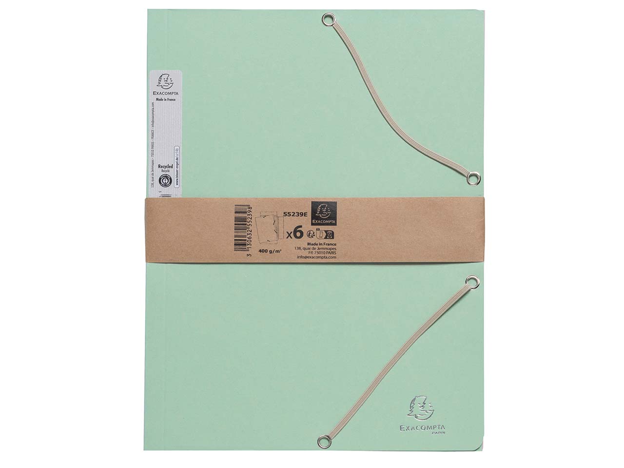 36 Exacompta Sammelmappen "Autentik", 400 g/m², DIN A4, Gummizug, 3 Klappen, sortiert