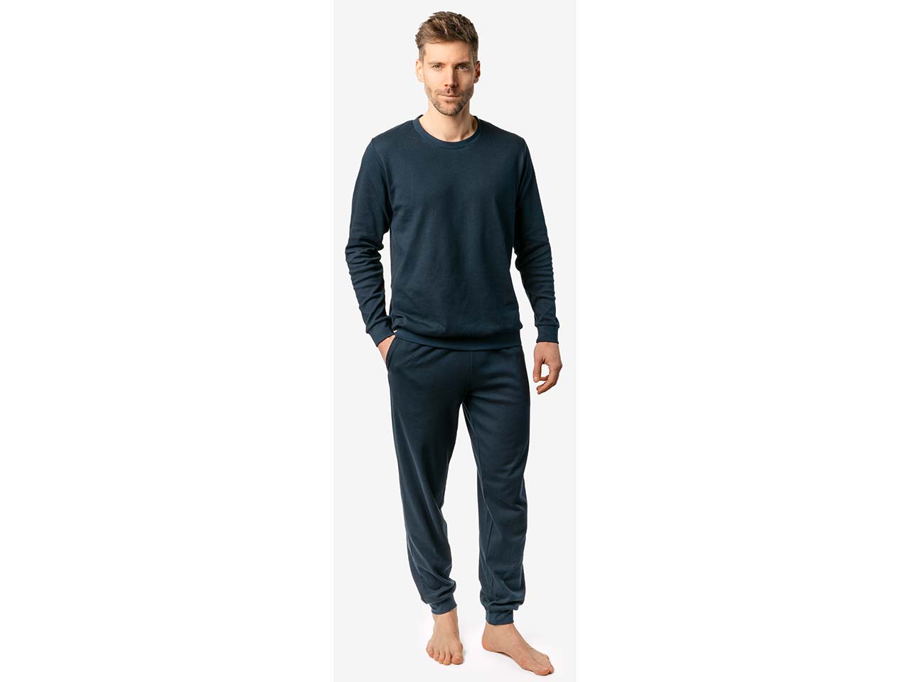 Living Crafts Bio-Herren-Schlafanzug 'ALVAR', dark navy, Gr. XL