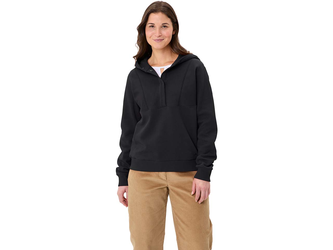 VAUDE Damen-Hoodie 'Manukau IV' mit Druckknopfleiste, black, Gr. 38