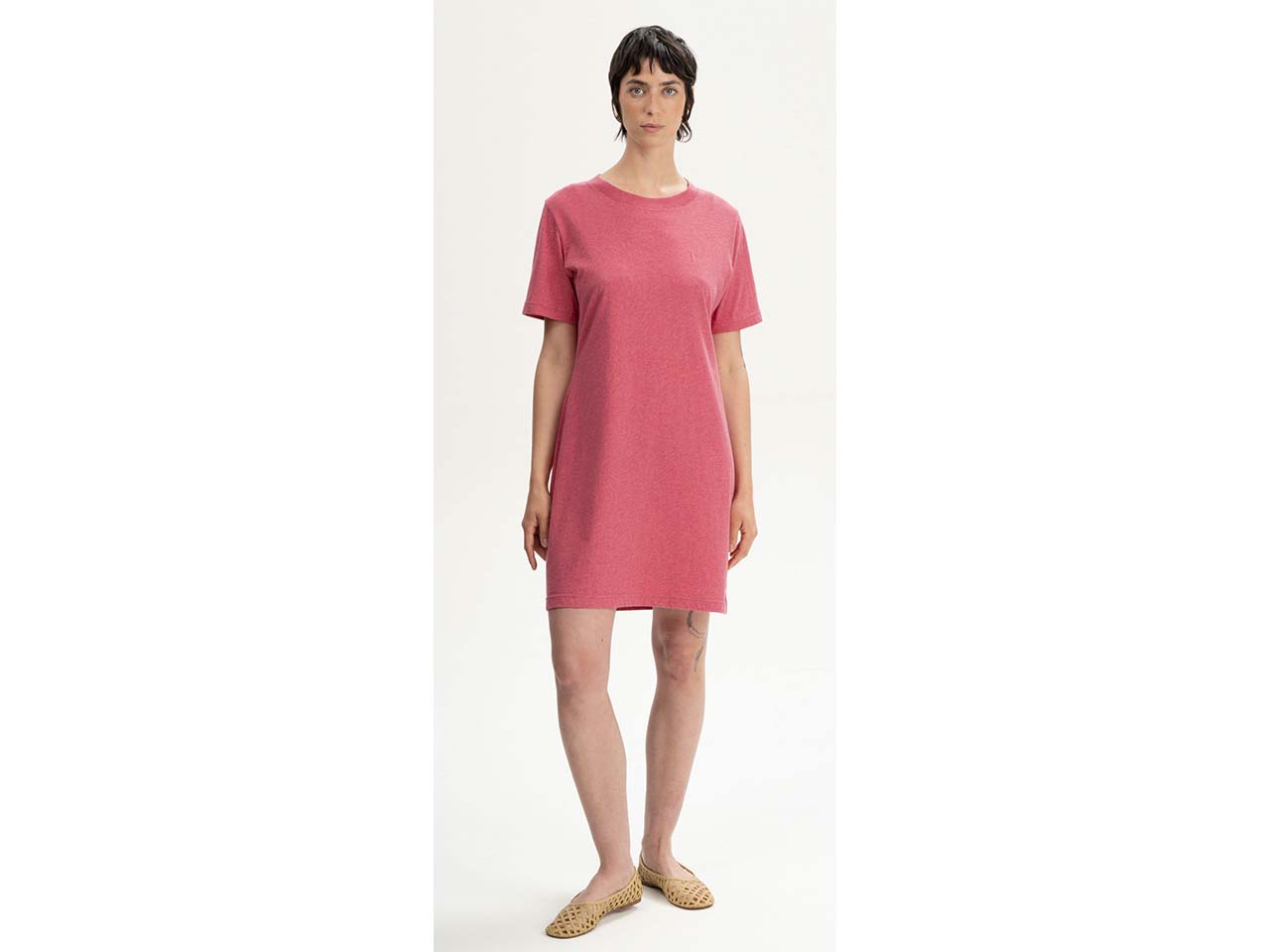MELA Bio-Damen-Mini-T-Shirt-Kleid "DARSHA" mit Rundhalsausschnitt, blossom melange, Gr. L