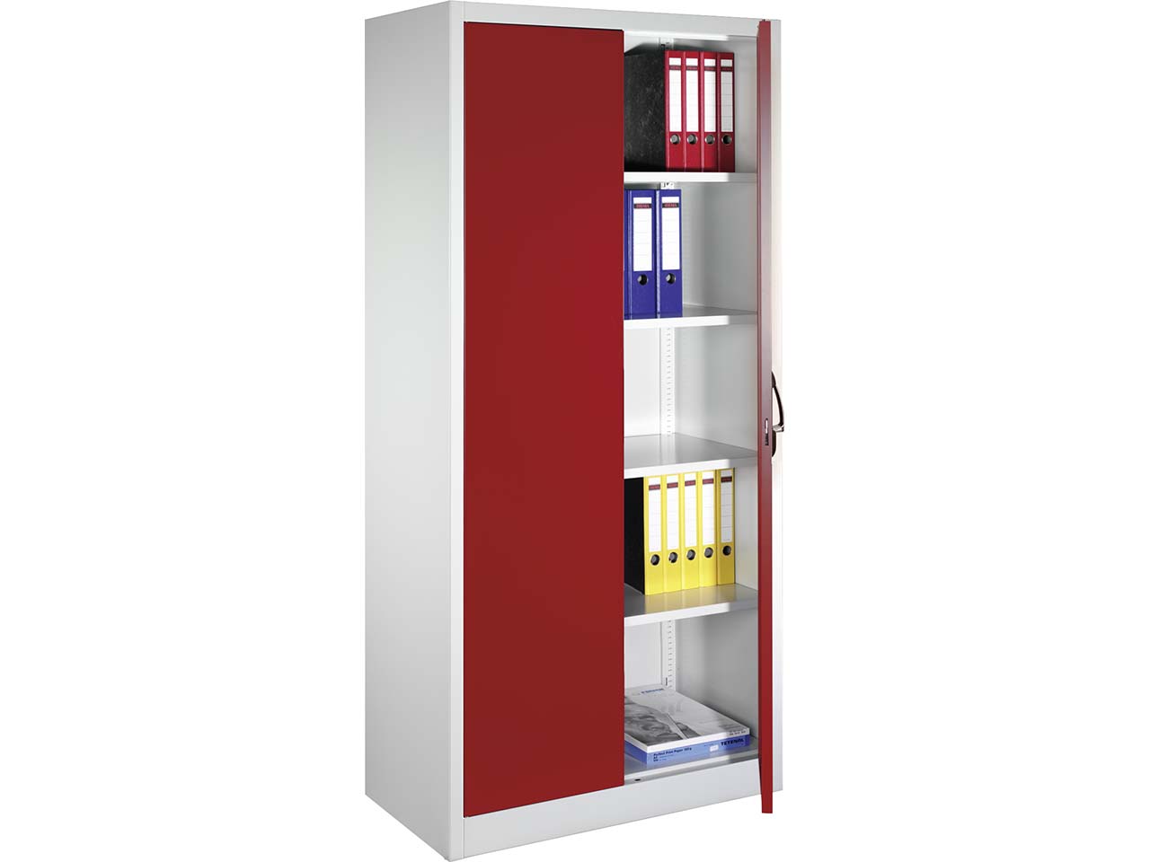 Flügeltürenschrank Lichtgrau/Rubinrot (BxTxH) 93x50x195cm