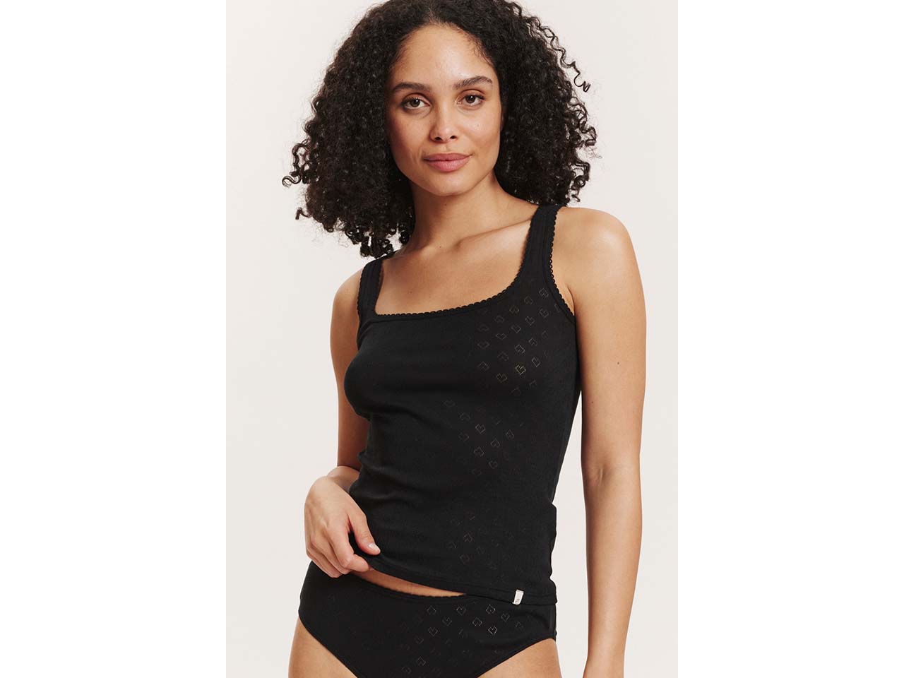 tranquillo Bio-Damen-Tanktop 'Rosaa' mit Ajour-Spitze, black, Gr. S