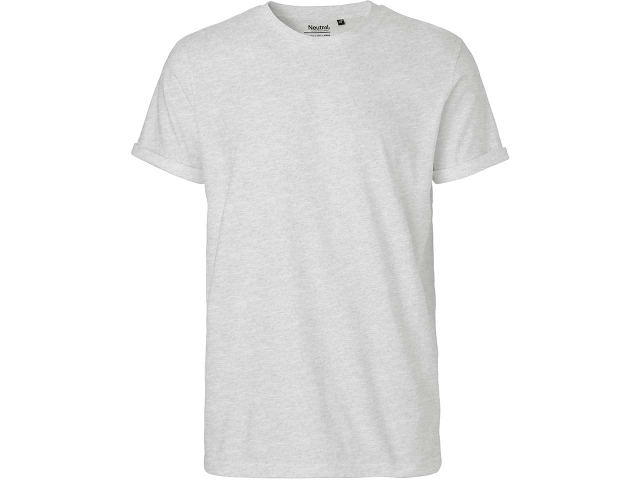 Neutral Bio-Herren-T-Shirt mit Roll-Up-Ärmeln, ash grey, Gr. L