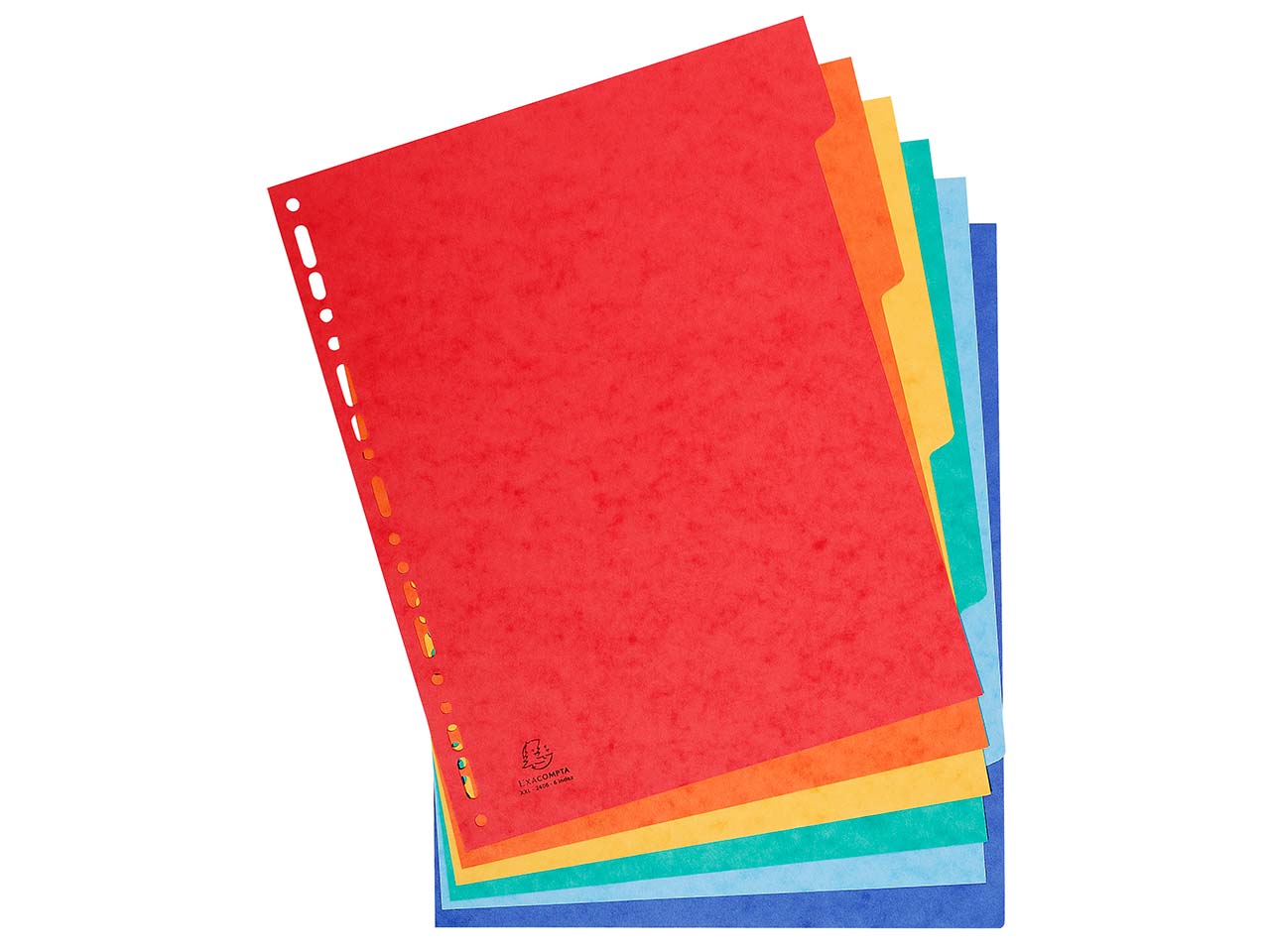 25 Exacompta Register, Colorspan-Karton, 6 Taben neutral, 400 g/m², DIN A4 Maxi, sortiert