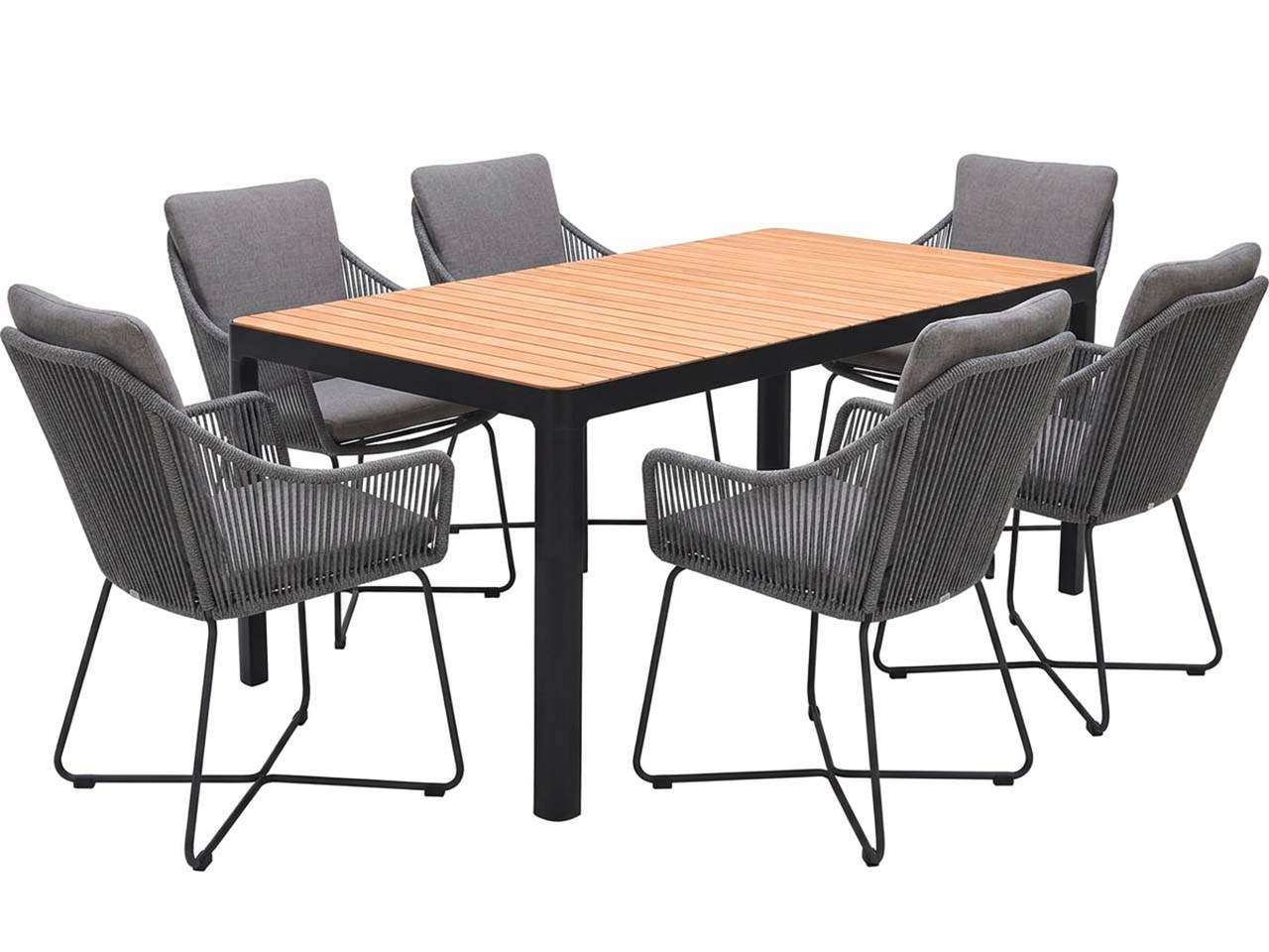 Gartenmöbel-Set "Opal & Portals" 7-tlg. 1 Tisch 209 x 95 cm, 6 Stühle