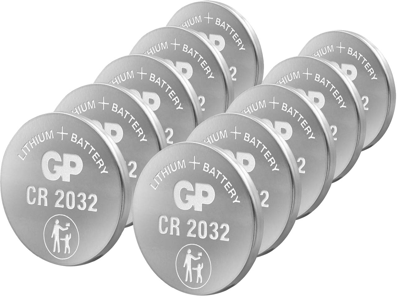 GP Battery Lithium-Knopfzelle "CR2032", 3V, 10 Stk.