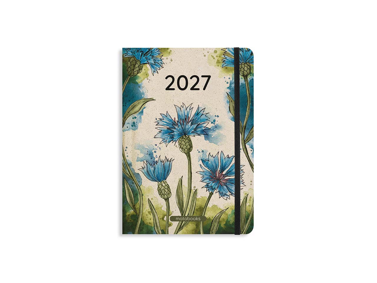 Matabooks Buchkalender "Samaya Basic" 2027 DIN A5 aus Graspapier, cornflower blue (DE/EN)