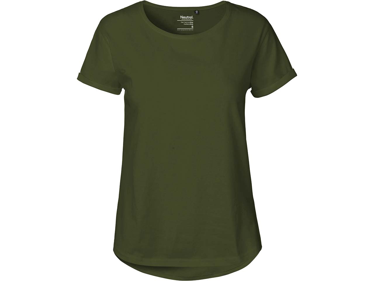 Neutral Bio-Damen-T-Shirt mit Roll-Up-Ärmeln, military, Gr. M