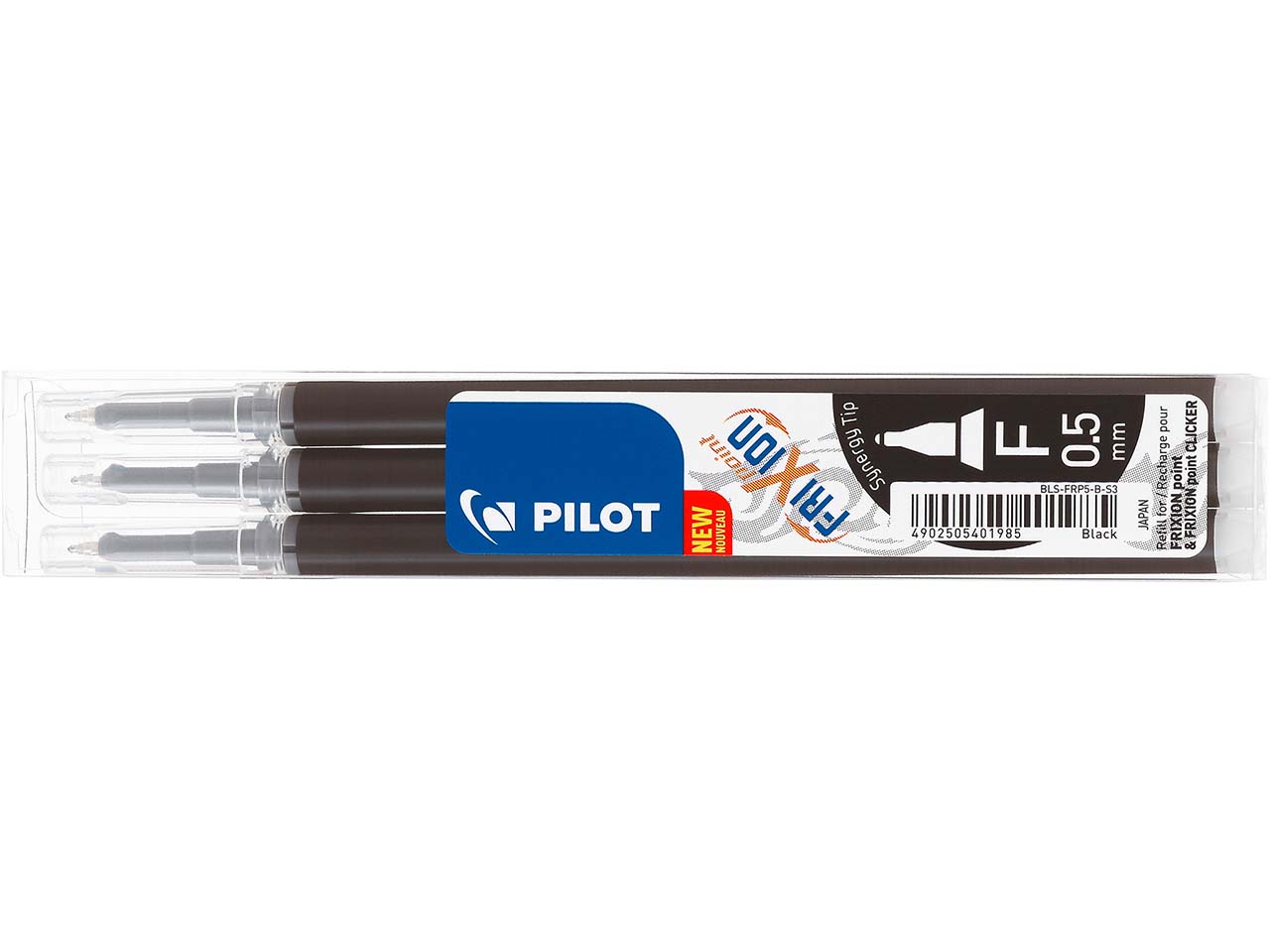 3 Pilot Ersatzminen für Tintenroller 'Frixion Point BL-FRP5' schwarz