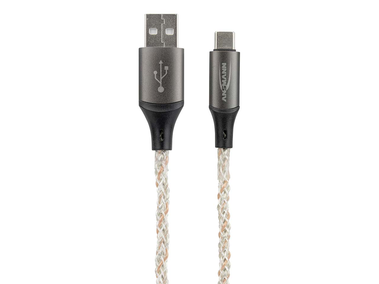 Ansmann Ladekabel mit LED-Beleuchtung USB-A auf USB-C, 1 m, weiß