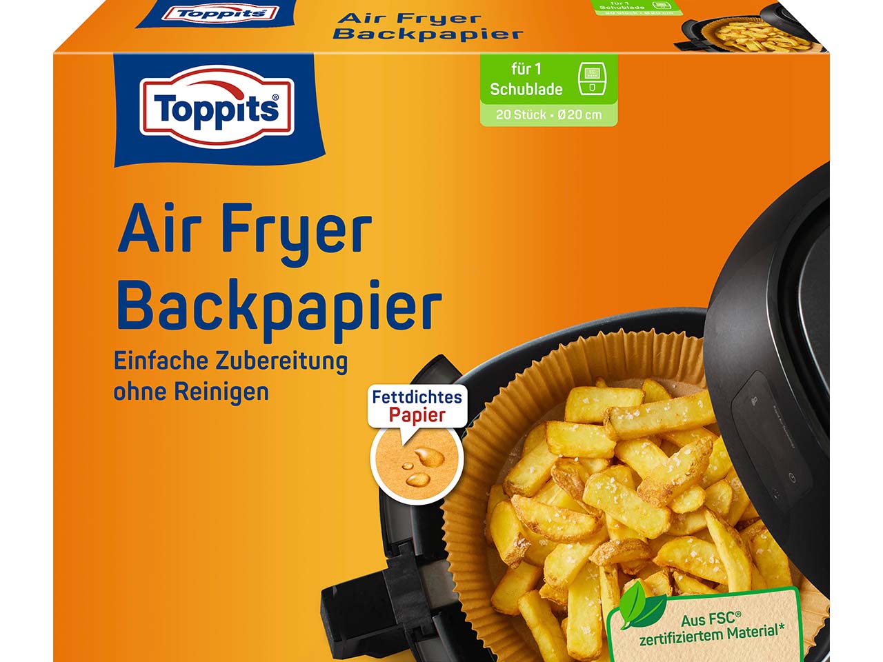 Toppits Backpapier für Air Fryer, rund, 20 Stk.