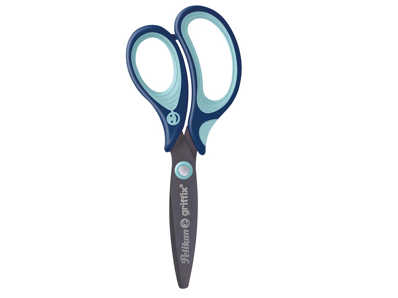 Pelikan Ergonomische Schulschere "griffix" blau, rund, für Rechtshänder*innen, 14 cm