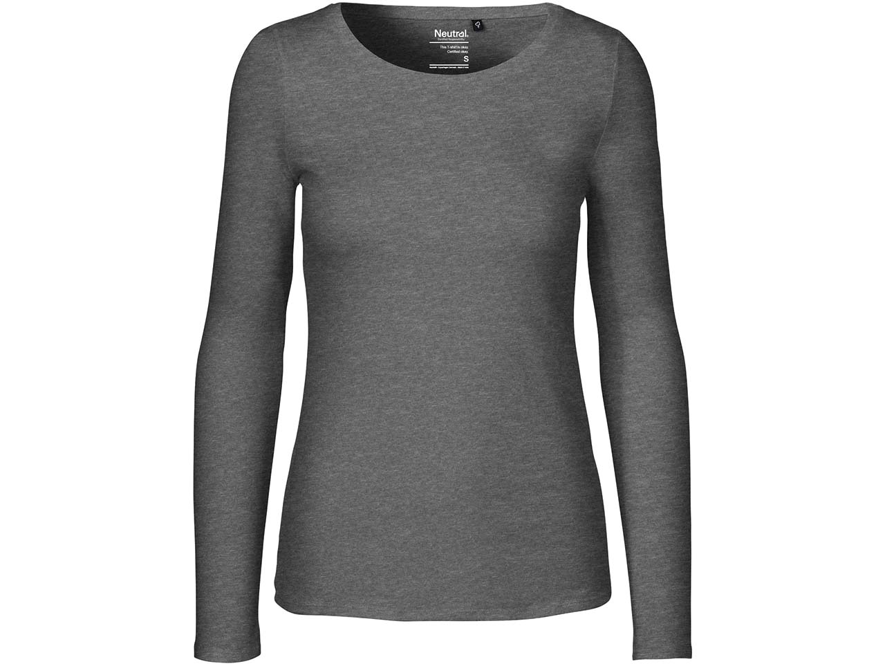 Neutral Bio-Damen-Langarmshirt mit Rundhalsaussschnitt dark heather, Gr. M