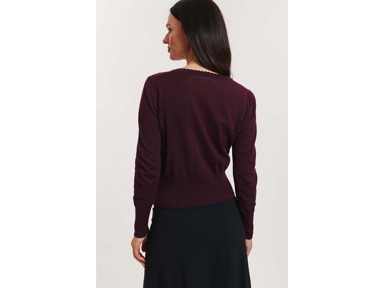 tranquillo Bio-Damen-Cardigan 'Linaa' mit Zierkanten am V-Ausschnitt, winetasting, Gr. S