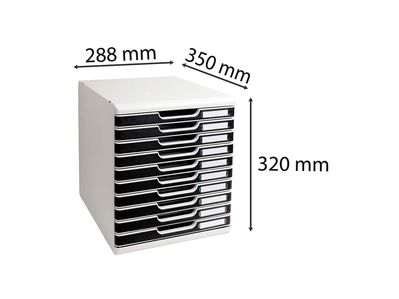 Exacompta Schubladenbox Modulo "Office", DIN A4+, 10 Schubladen geschlossen, schwarz