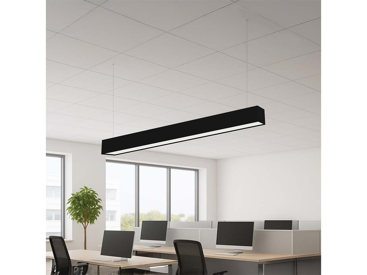 REV LED-Aufbauleuchte mit Diffusor, 120 cm, 3.520 lm, Aluminium, schwarz
