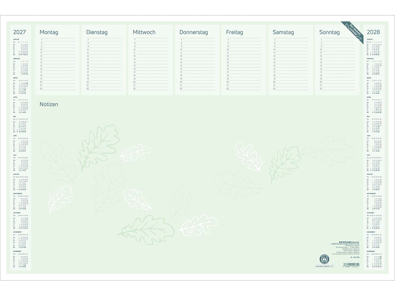 Schreibunterlage "green" aus Recyclingpapier, 2027, 35 Blatt