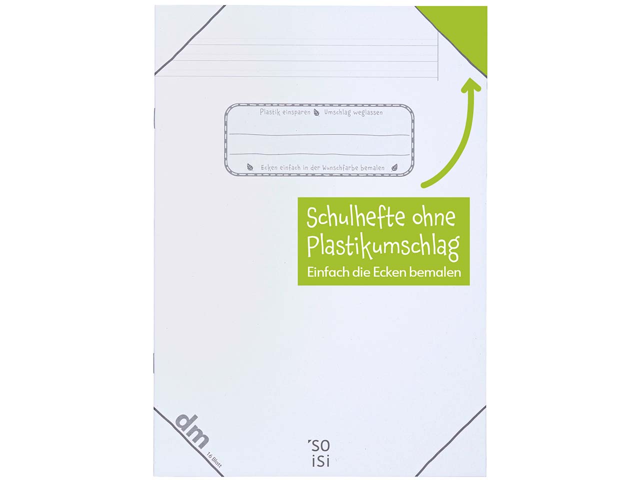 Soisi Recycling-Schulheft DIN A4 Nr. dm liniert mit punktierter Hilfslinie mit Rand