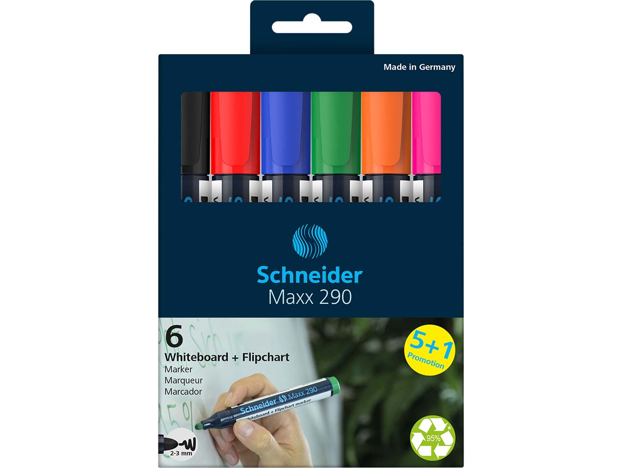 Schneider 6er-Pack Whiteboardmarker "Maxx 290" 5+1 Gratis, sortiert
