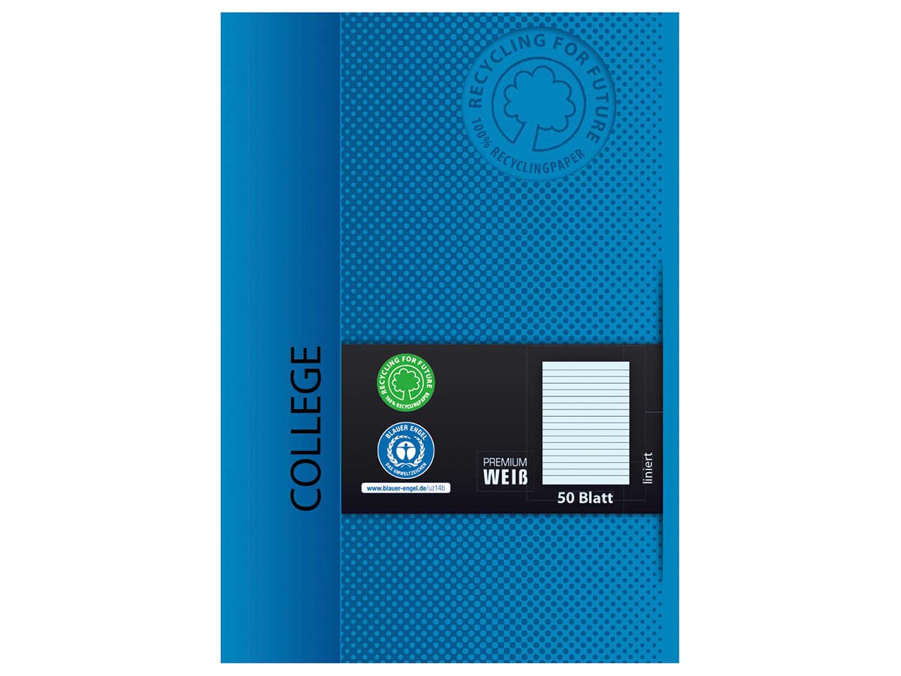 Schreibblock DIN A5 aus Recyclingpapier, 50 Blatt, liniert