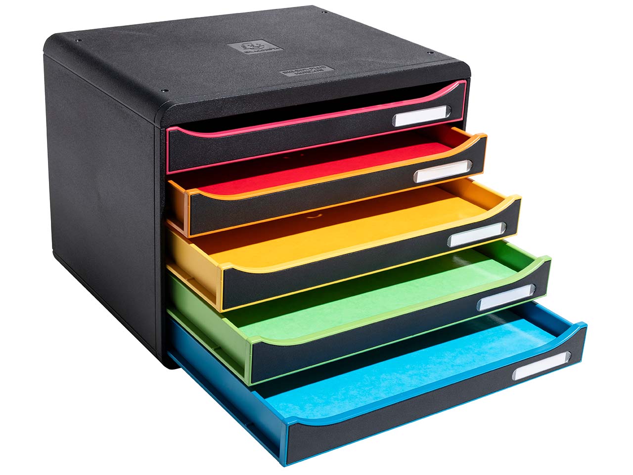 Exacompta Schubladenbox Big Box Plus "Black Office",DIN A4+quer, 5 Schub.,schwarz/harlekin
