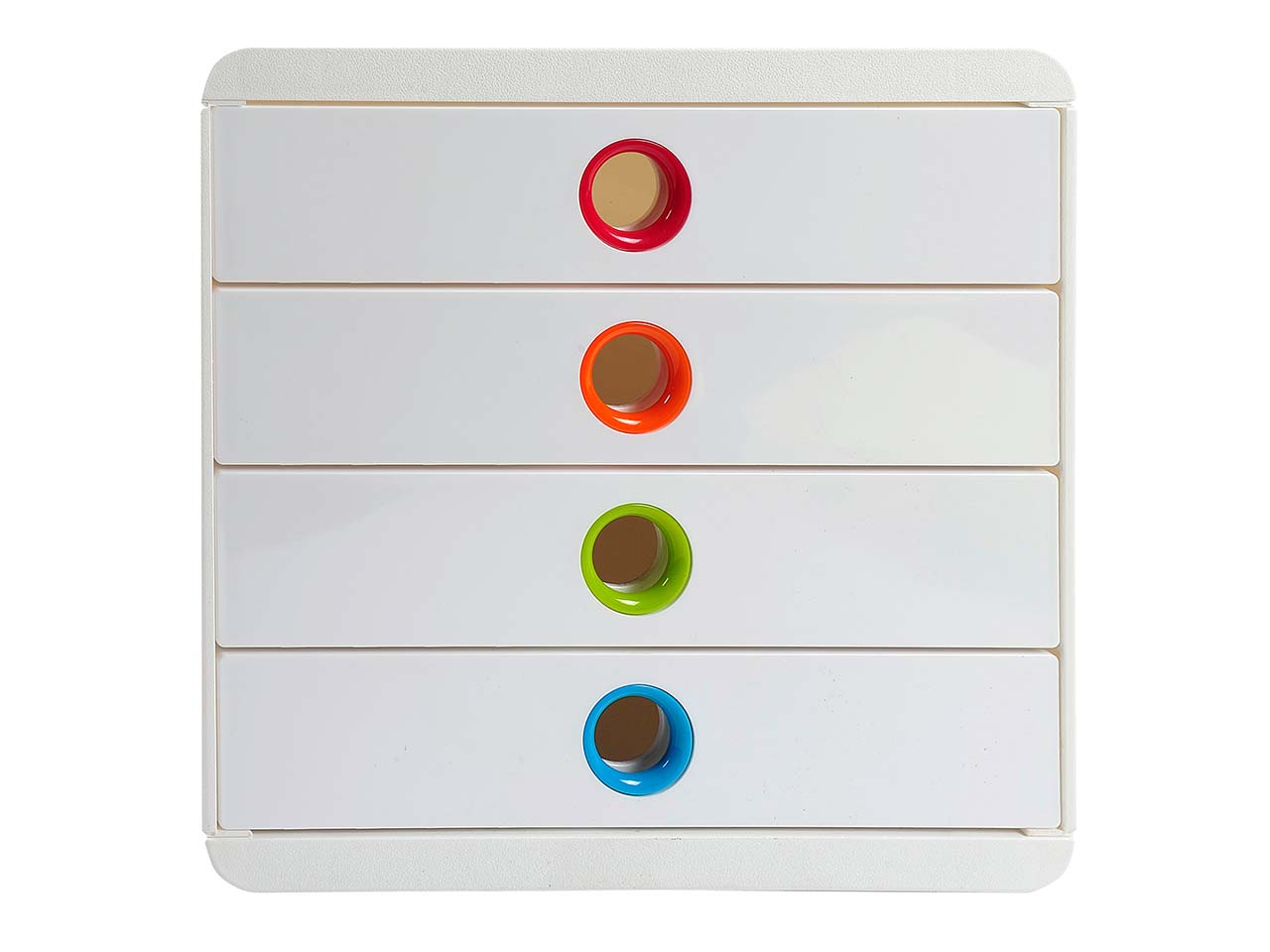 Exacompta Schubladenbox Pop-Box "Black Office", DIN A4+, 4 Schubladen, weiß/harlekin