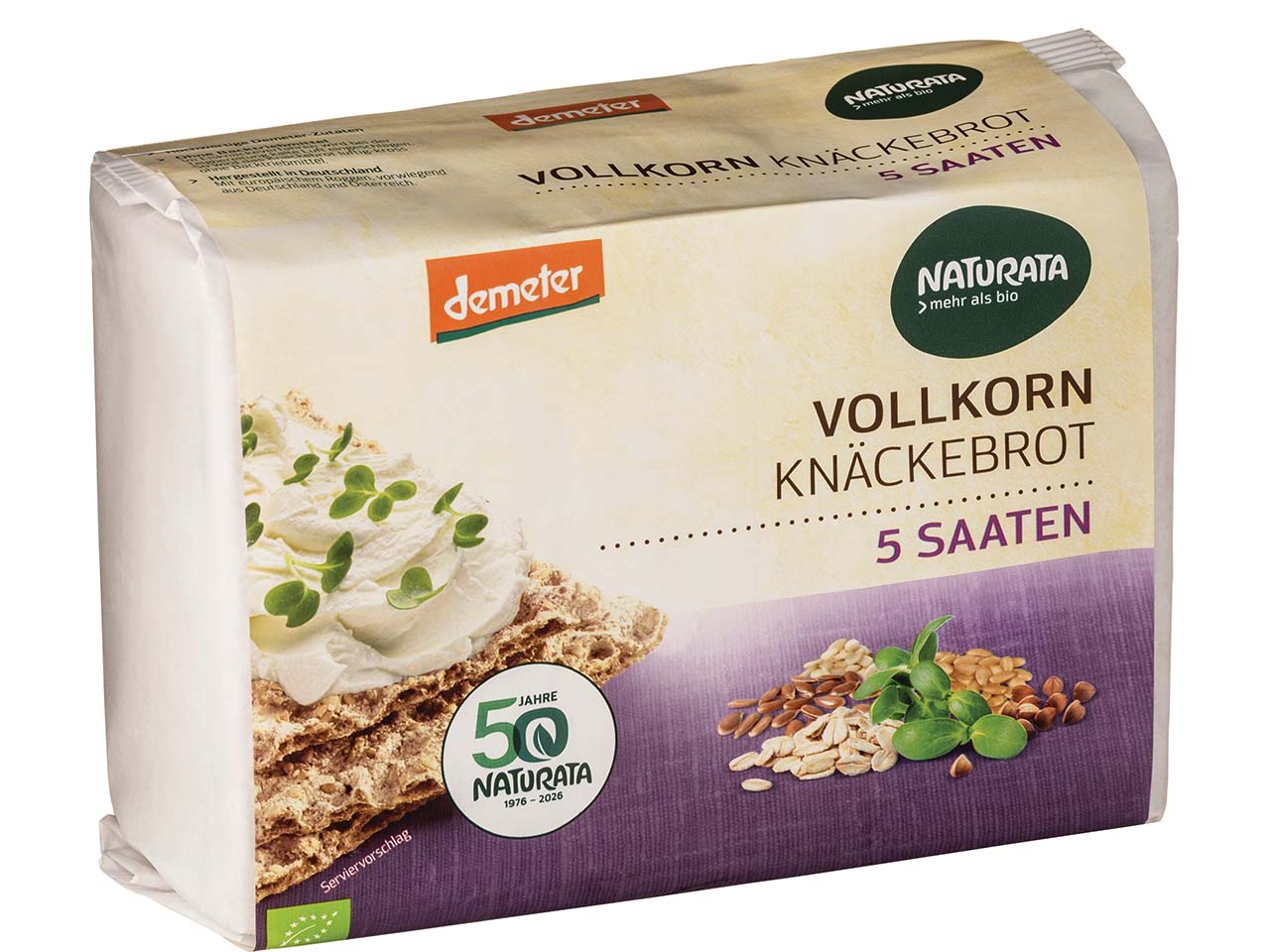 NATURATA Bio-Vollkorn-Knäckebrot "5 Saaten", demeter-zertifiziert, 250 g