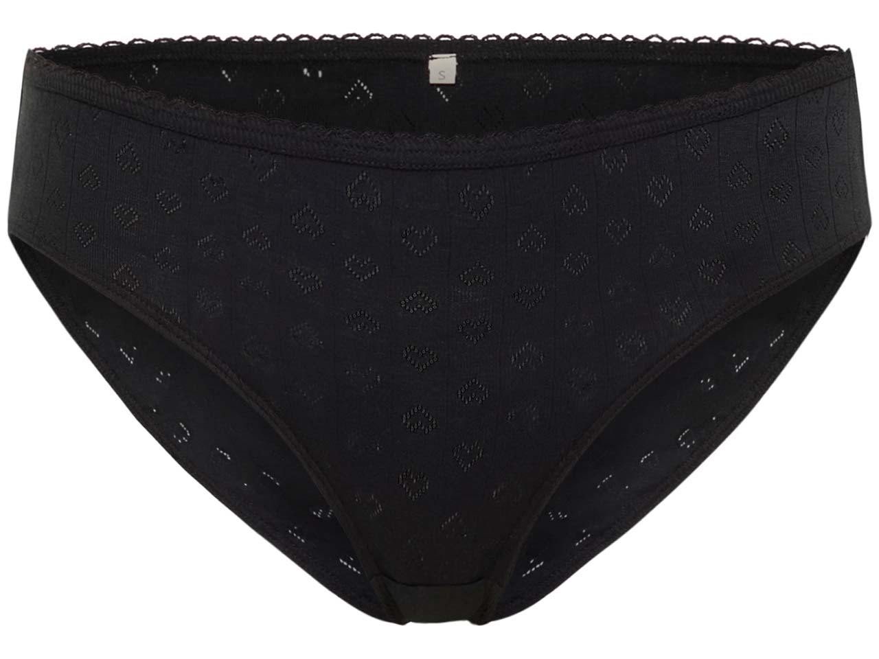 tranquillo 2er-Pack Bio-Damen-Slip 'Puaa' mit Ajour-Spitze, black, Gr. L