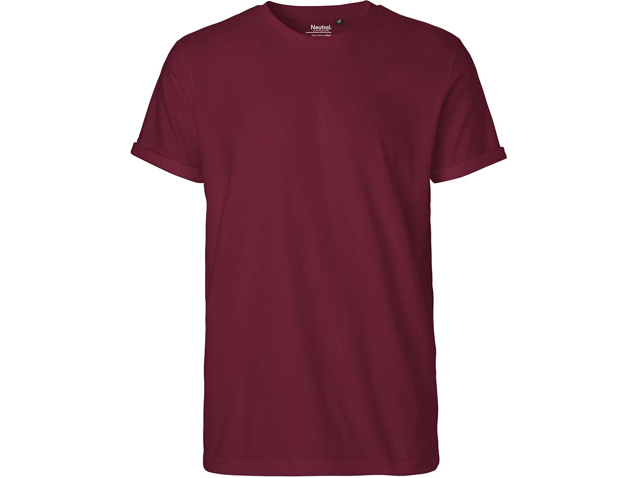 Neutral Bio-Herren-T-Shirt mit Roll-Up-Ärmeln, bordeaux, Gr. XL