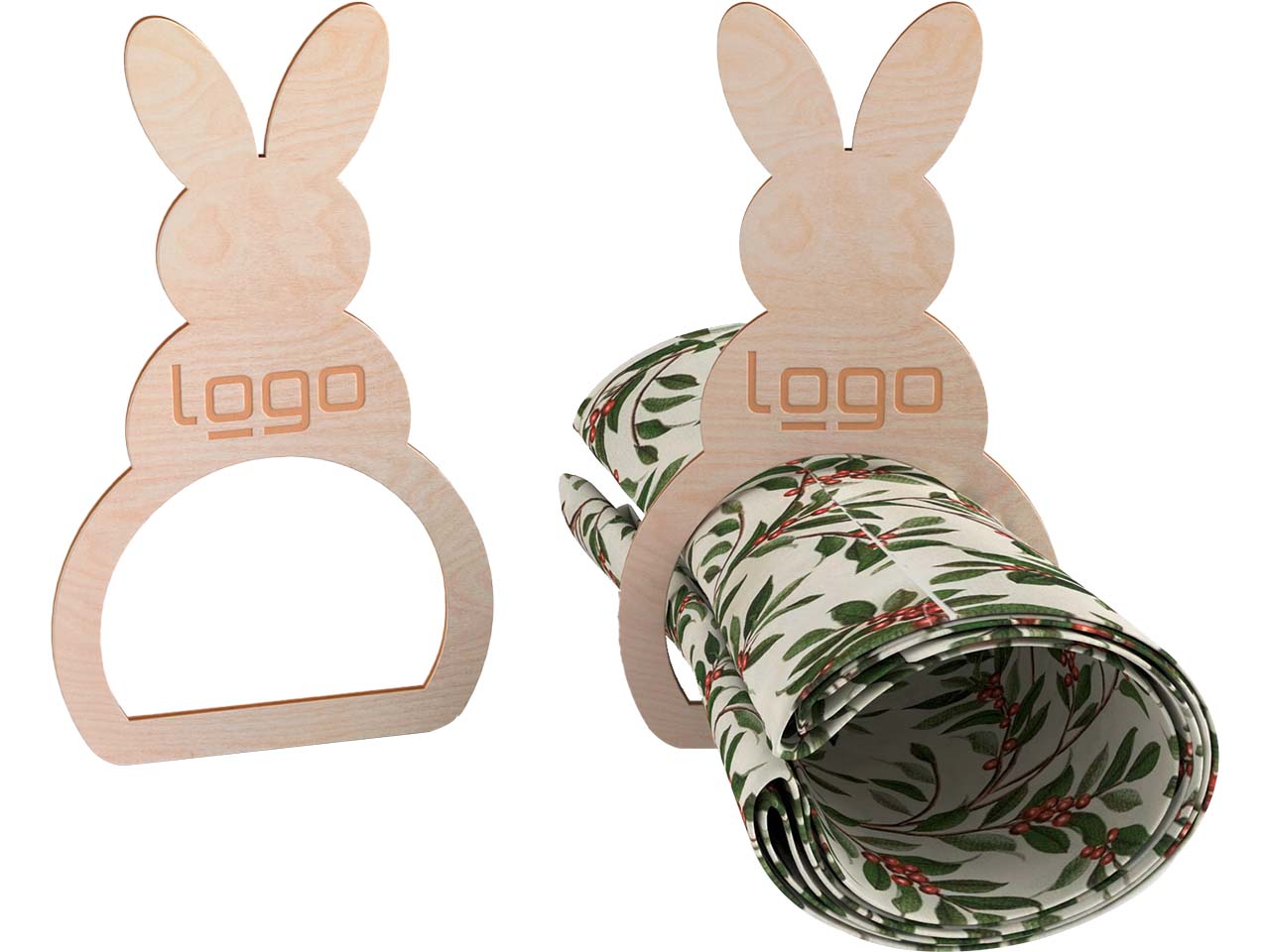 4er-Pack Serviettenring "Osterhase" FSC-zertifiziert, inkl. Lasergravur