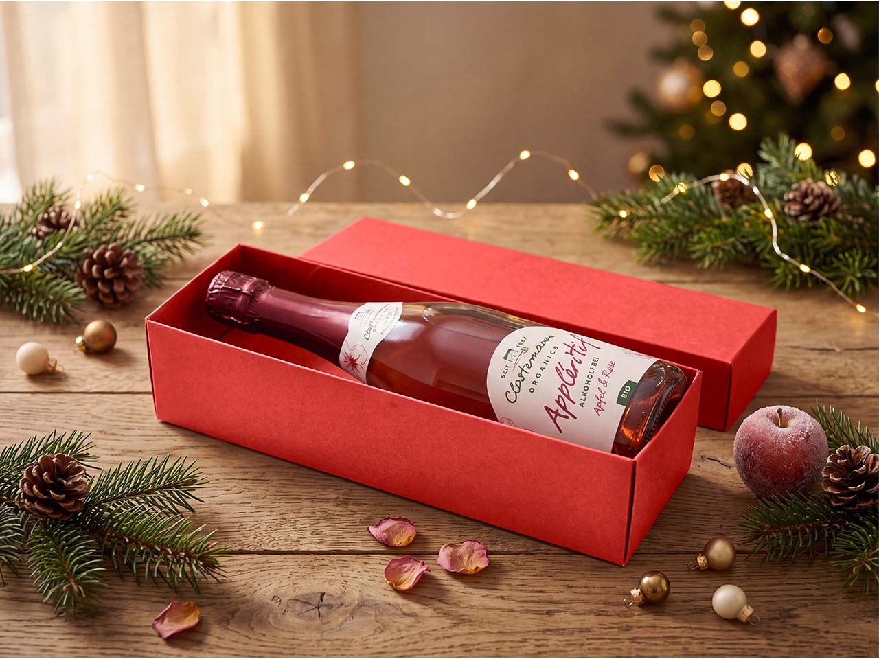 Clostermann Alkoholfreier Bio-Appléritif Apfel und Rose, 750 ml, in Geschenkverpackung