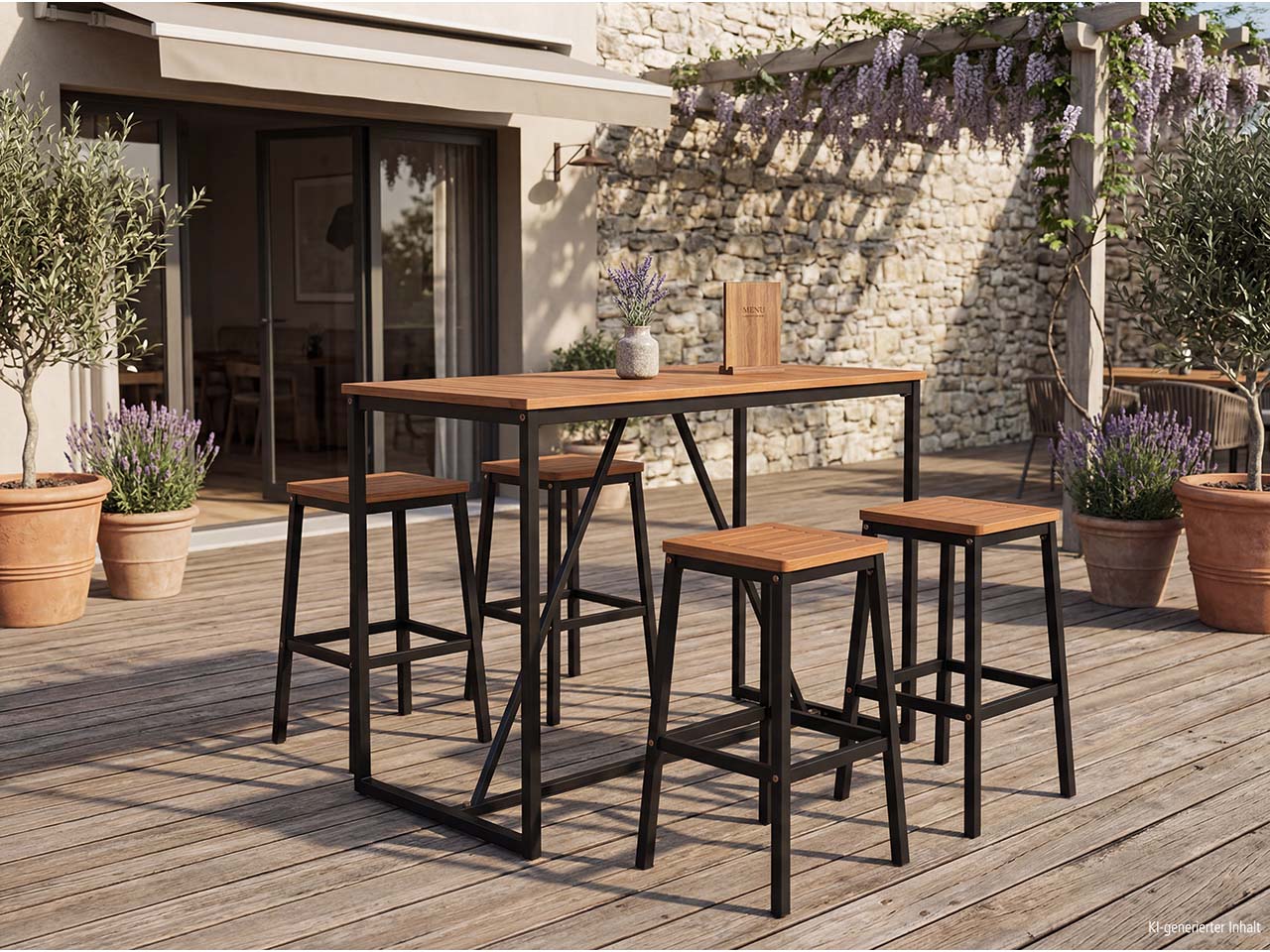 Gartenmöbel-Set "Bern" 5-tlg. 1 Bartisch 110 x 70 cm, 4 Barhocker